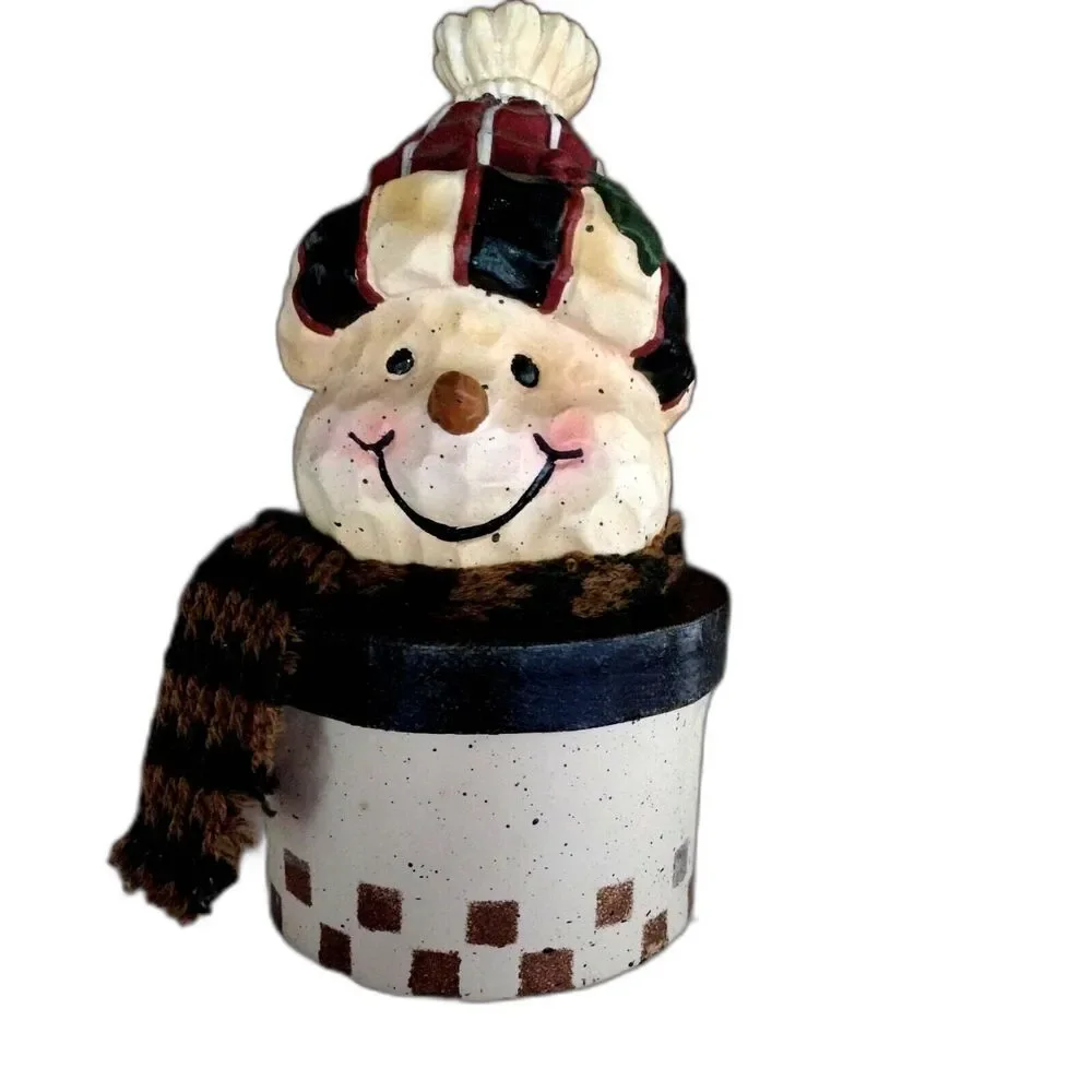 Snowman Trinket Gift Box Resin Cardboard Christmas Winter Holiday Frosty